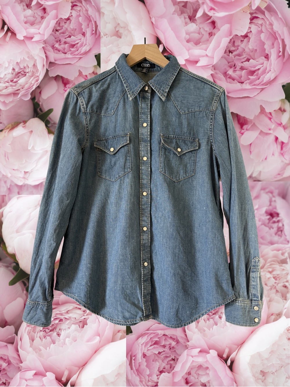 Chaps Denim Long sleeve Pearl Snap Shirt